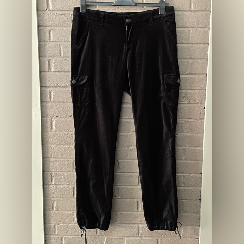 Boston Proper black velvet/ velour cargo tie ankle pants 12